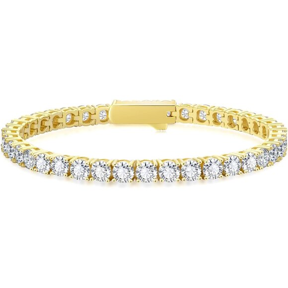 Jewelry - KRKC&CO 14k Gold Tennis Bracelet for Women, 3mm, Iced Out Cubic Zirconia, 7in